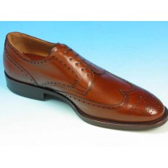 Men's laced derby shoe with Brogue decorations in brown leather - Available sizes:  52 2