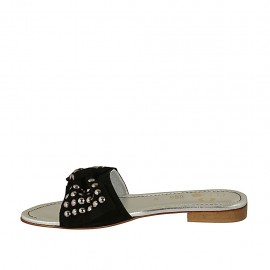 Mule ouvert pour femmes avec noeud et goujons en daim noir talon 2 - Pointures disponibles:  42 2