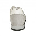 Zapato deportivo para hombre con cordones en gamuza y gamuza perforada gris y piel blanca - Tallas disponibles:  46