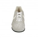 Chaussure à lacets sportif pour hommes en daim et daim perforé gris et cuir blanc - Pointures disponibles:  46
