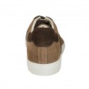 Men's laced casual shoe in brown and hazelnut suede - Available sizes:  46