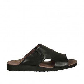 Mule pour hommes avec elastiques en cuir noir - Pointures disponibles:  46