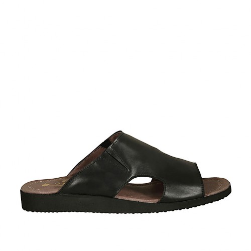 Ciabatta da uomo con elastici in pelle nera - Misure disponibili: 46