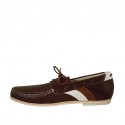 Mocassin sportif pour hommes avec lacets en cuir marron, cognac et blanc - Pointures disponibles:  47