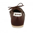 Mocassino stringato da uomo in pelle marrone, cuoio e bianca - Misure disponibili: 47, 48, 52