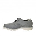 Zapato de sport con cordones para hombre en piel nubuk gris - Tallas disponibles:  46