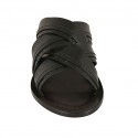 Chanclas para hombres en piel y piel estampada negra - Tallas disponibles:  36, 37, 38, 46, 47