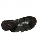 Chanclas para hombres en piel y piel estampada negra - Tallas disponibles:  36, 37, 38, 46, 47