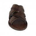 Chanclas para hombres en piel y piel estampada marron oscuro - Tallas disponibles:  37, 38, 46, 47, 48, 49, 50