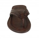 Mule entredoigt pour hommes en cuir et cuir imprimé marron foncé - Pointures disponibles:  37, 38, 47