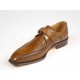 Men's elegant shoe with buckle in cognac leather - Available sizes:  50, 51