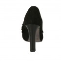 Woman's platform shoe with fringes and chain in black suede heel 10 - Available sizes:  42