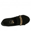 Woman's platform shoe with fringes and chain in black suede heel 10 - Available sizes:  42