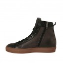 Zapato alto al tobillo con cremallera y cordones para hombre en piel negra y gris - Tallas disponibles:  37