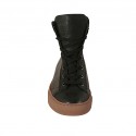 Men's ankle high laced shoe with zipper in black and grey leather - Available sizes:  37