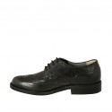 Scarpa stringata derby elegante da uomo in pelle nera con lavorazione Brogue - Misure disponibili: 36, 38, 50