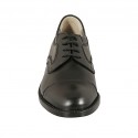 Chaussure derby avec lacets et bout droit pour hommes en cuir noir - Pointures disponibles:  36, 38, 50