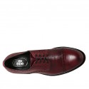 Scarpa stringata derby da uomo con puntale floreale in pelle bordeaux  - Misure disponibili: 48, 50