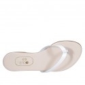 Woman's thong mules in white leather heel 1 - Available sizes:  42