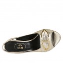 Woman's sandal with elastic and buckle in platinum laminated leather heel 8 - Available sizes:  31