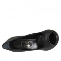 Scarpa aperta da donna con plateau in pelle nera tacco 11 - Misure disponibili: 34
