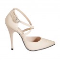 Scarpa aperta a punta da donna con cinturino in pelle nude cipria tacco 11 - Misure disponibili: 42