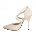 Zapato abierto puntiagudo con cinturon para mujer en piel color desnudo tacon 11 - Tallas disponibles:  42