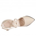 Woman's pointy open shoe with strap in nude leather heel 11 - Available sizes:  42