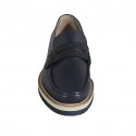 Mocasin para hombre en piel y piel transada azul  - Tallas disponibles:  38