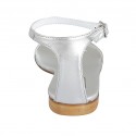Woman's open shoe with strap in silver laminated leather heel 1 - Available sizes:  33