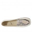 Mocassino da donna in pelle bianca e stampata multicolore tacco 1 - Misure disponibili: 42