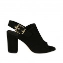 Woman's sandal with buckle in black suede heel 8 - Available sizes:  42
