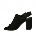 Sandale pour femmes avec boucle en daim noir talon 8 - Pointures disponibles:  42