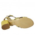 Damensandale mit Riem aus schwarzem und gelbem gedrucktem Leder Absatz 5 - Verfügbare Größen:  32, 33, 43, 45, 46