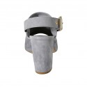 Sandale pour femmes avec boucle en daim bleu gris talon 8 - Pointures disponibles:  42