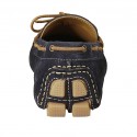 Men's car shoe with laces in blue suede - Available sizes:  46, 52