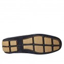 Men's car shoe with laces in blue suede - Available sizes:  46, 52