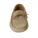 Men's laced car shoe in beige suede - Available sizes:  46