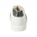 Men's sports laced shoe in blue and white leather, white pierced leather and beige suede  - Available sizes:  46