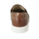 Mocassin sportif pour hommes en cuir et cuir perforé marron - Pointures disponibles:  49, 50