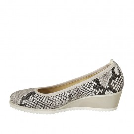 Zapato de salon para mujer en piel estampada multicolor cuña 4 - Tallas disponibles:  42 2