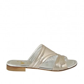 Mule ouvert pour femmes en cuir lamé platine bronce talon 2 - Pointures disponibles:  42