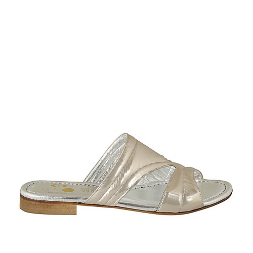 Sabot aperto da donna in pelle laminata bronzo platino tacco 2 - Misure disponibili: 42