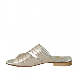 Mule ouvert pour femmes en cuir lamé platine bronce talon 2 - Pointures disponibles:  42 2