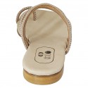 Mules entredoigt avec goujons pour femmes en cuir beige talon 1 - Pointures disponibles:  42