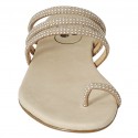 Sabot infradito con borchie da donna in pelle beige tacco 1 - Misure disponibili: 42