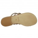 Woman's thong mules with studs in beige leather heel 1 - Available sizes:  42