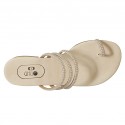 Mules entredoigt avec goujons pour femmes en cuir beige talon 1 - Pointures disponibles:  42