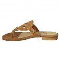 Chanclas de dedo para mujer en piel cognac tacon 1 - Tallas disponibles:  42