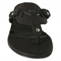 Sabot a infradito da donna in pelle di colore nero tacco 1 - Misure disponibili: 33, 34, 42, 43, 44, 45